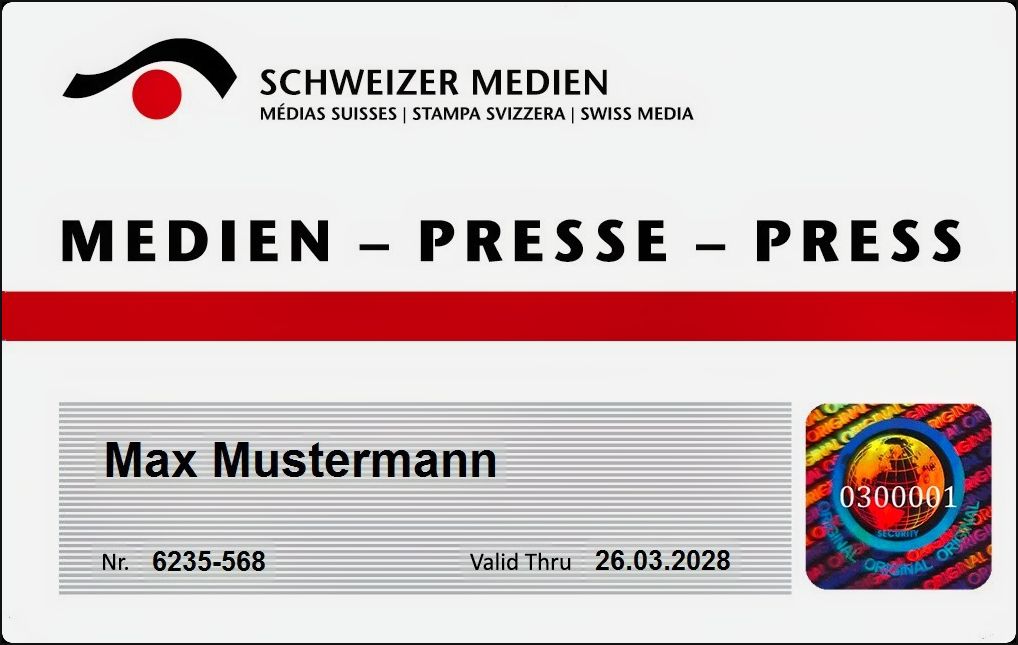 VSM Presseausweis Muster Frontseite Blanc