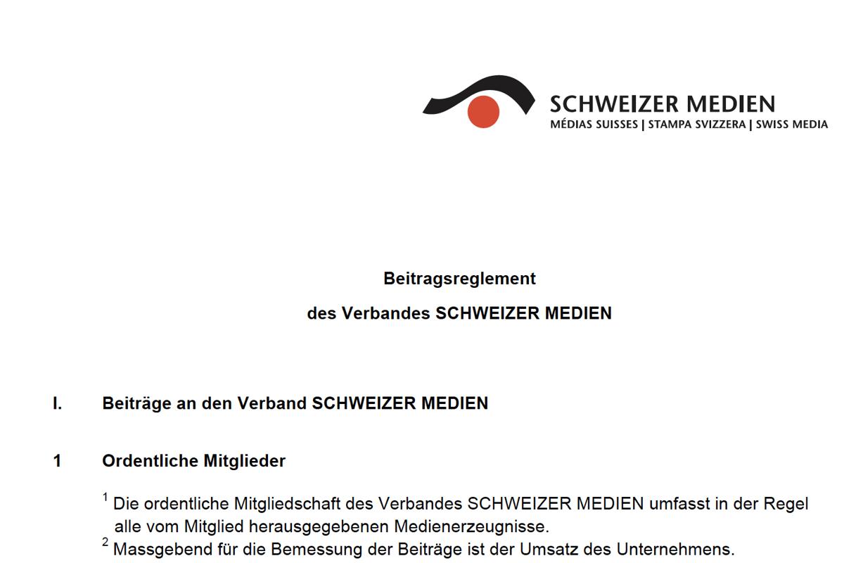 Bild VSM Beitragsreglement